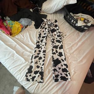 cow print flared pants